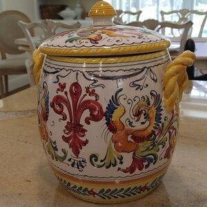Vintage hand-painted Italian biscotti biscuit jar container